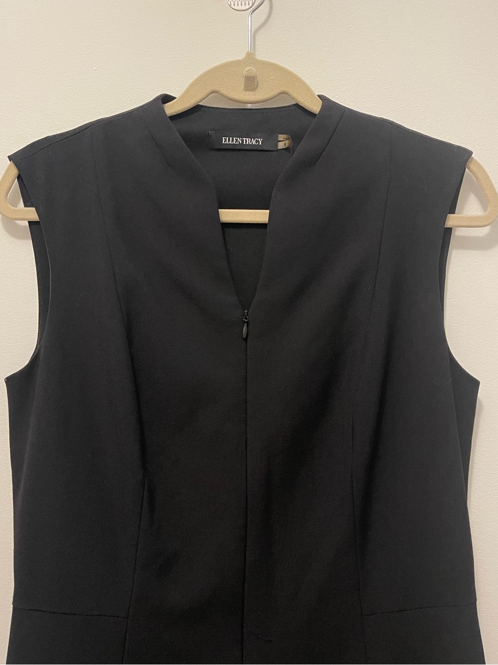 Ellen Tracy Black Sleeveless Zip Front Midi A-Line Dress - Picture 4 of 9
